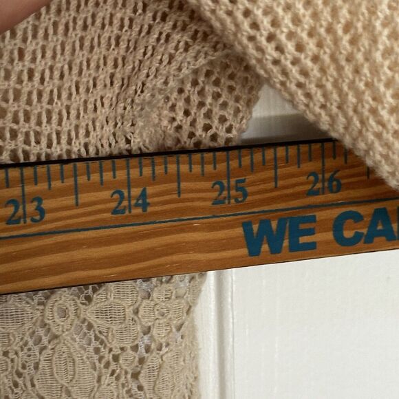 CHICOS Shirt Ivory tassel Fringe Beaded Layered look Woven Tunic Top 4 XXL 1x - Picture 5 of 10